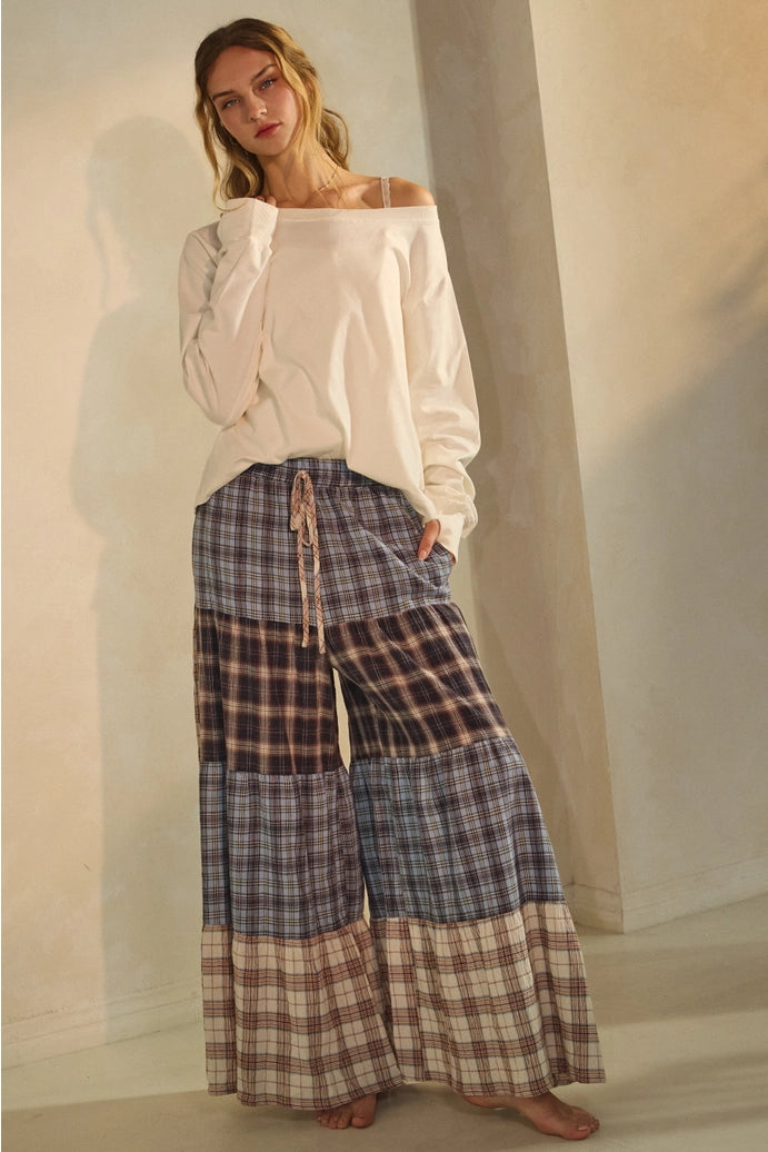 Drawstring Patchwork Pants