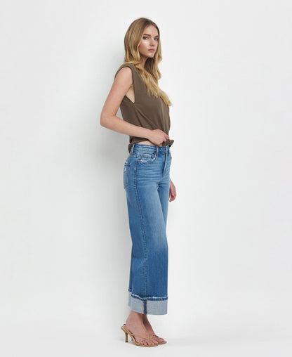 High Rise Cuffed Wide Leg