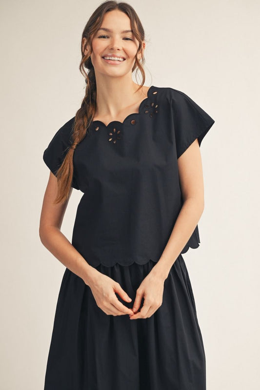 Eyelet Drop Shoulder Blouse