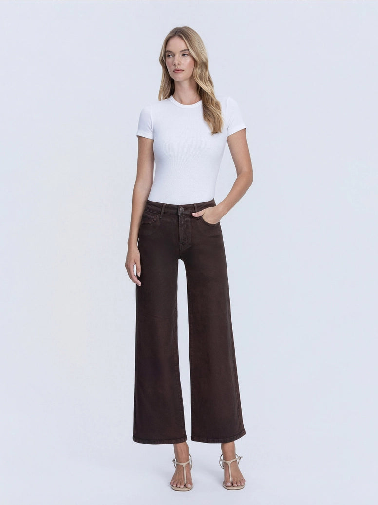 High Rise Chicory Coffee Wide Leg