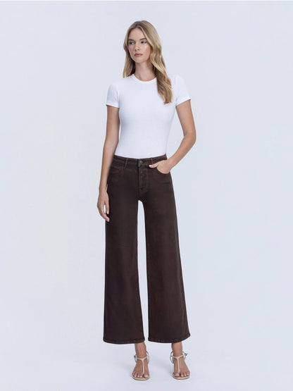 High Rise Chicory Coffee Wide Leg