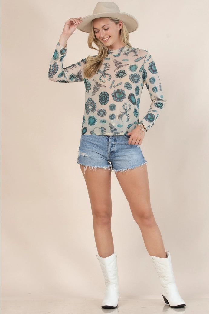 Mesh Long Sleeve Top