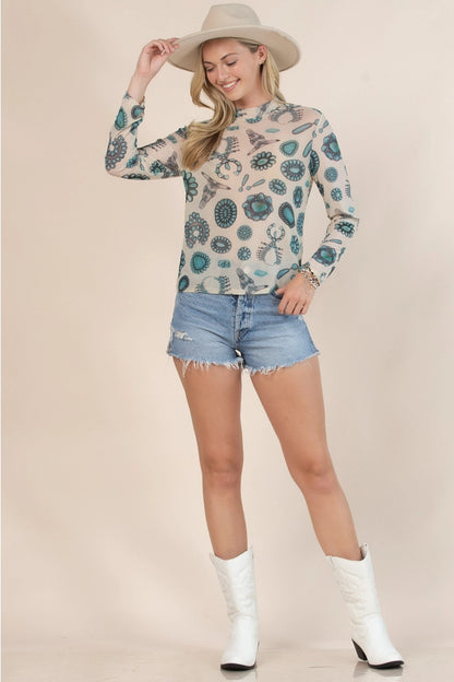 Mesh Long Sleeve Top