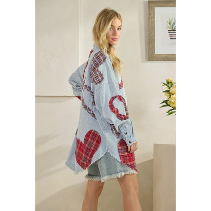 Plaid Heart Patchwork Buttondown