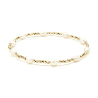 Petite Patterned Rice Pearl Bracelet with 14k Gold-Filled Beads