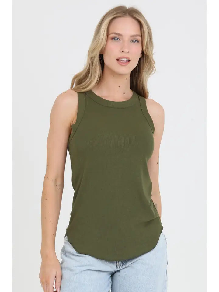 High Neck Ribbed Tank