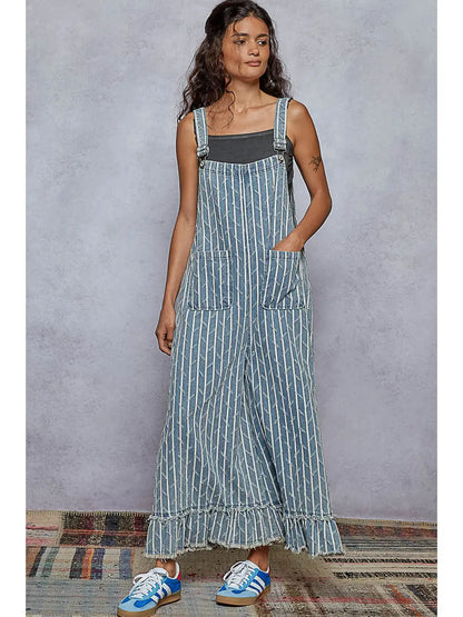 Embroidered Twill Overalls