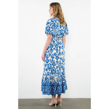 Puff Sleeve Print Maxi Dress