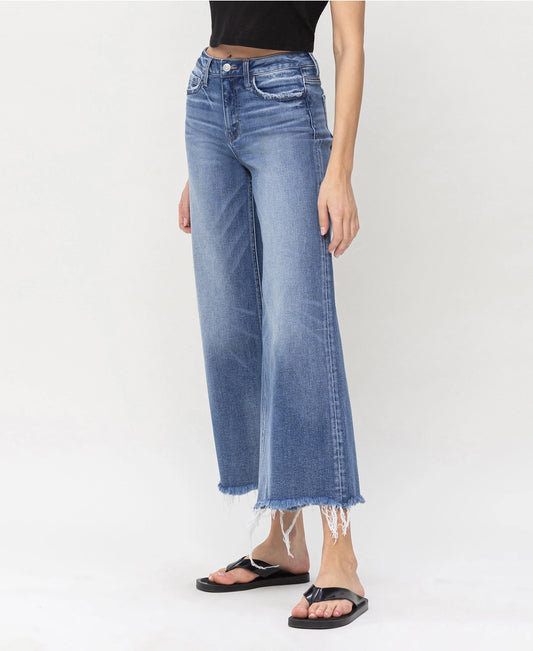 High Rise Crop Wide Leg Jeans