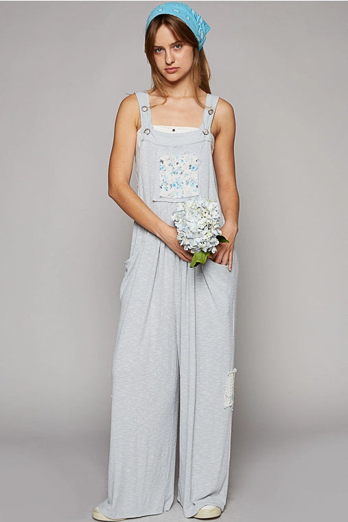 Wide Leg Pocket Patchwork Jumpsuit