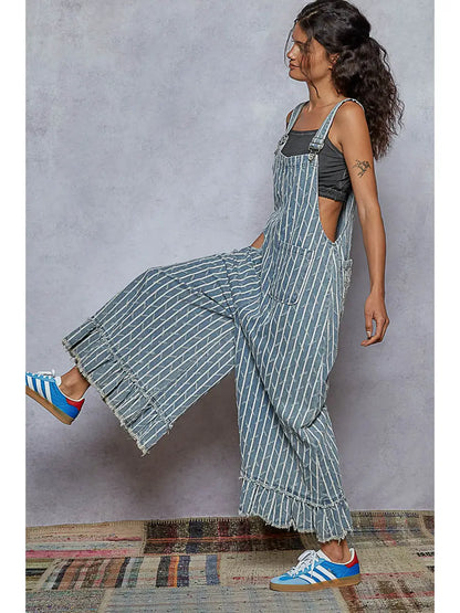 Embroidered Twill Overalls