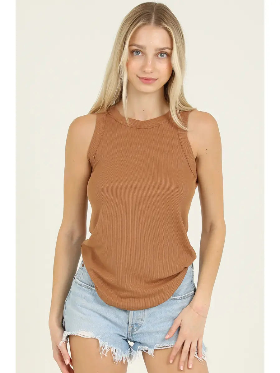 High Neck Ribbed Tank