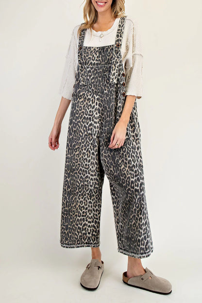 Animal Print Oversized Overalls