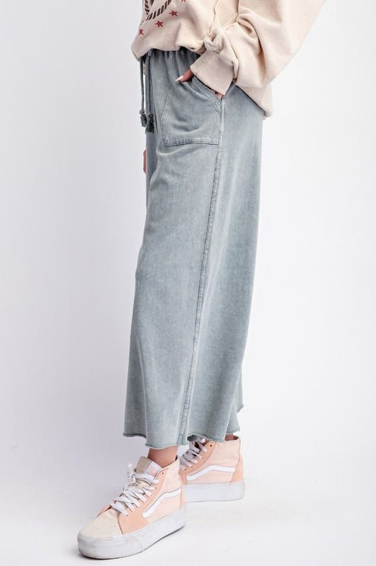 Washed Terry Knit Wide Pants