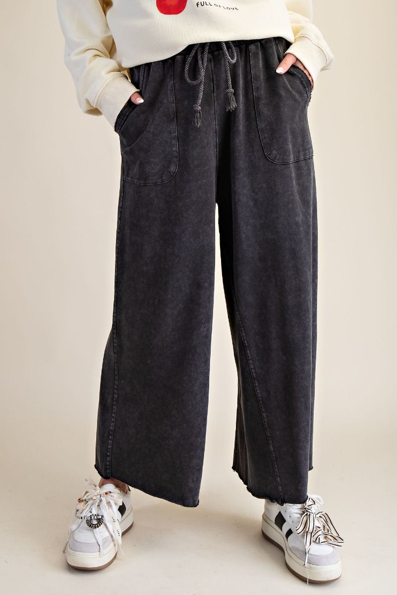 Washed Terry Knit Wide Pants