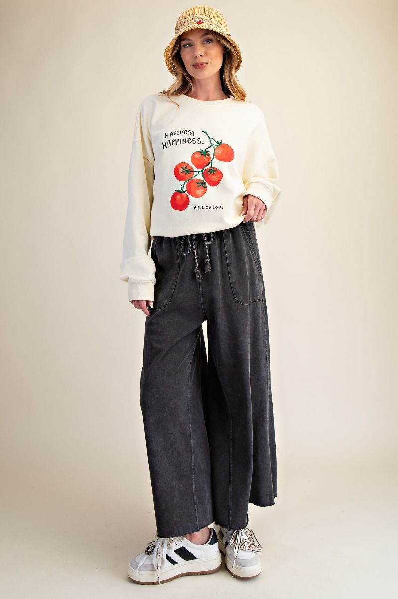 Washed Terry Knit Wide Pants