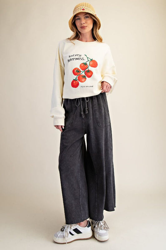 Washed Terry Knit Wide Pants