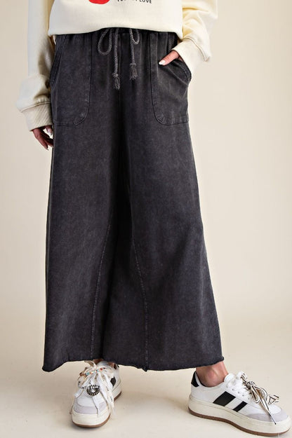 Washed Terry Knit Wide Pants