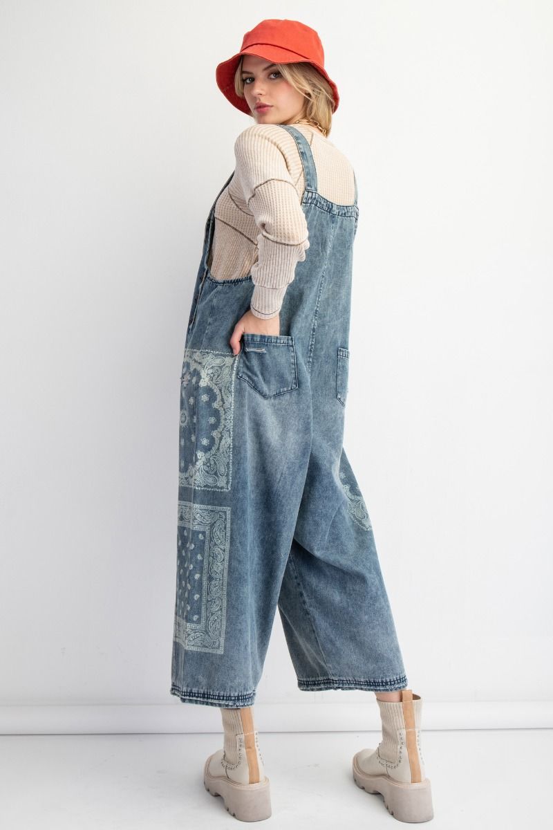 Washed Denim Overalls