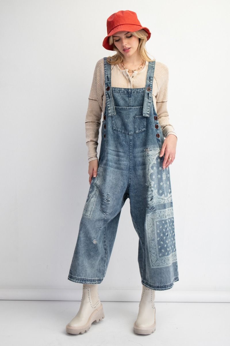 Washed Denim Overalls