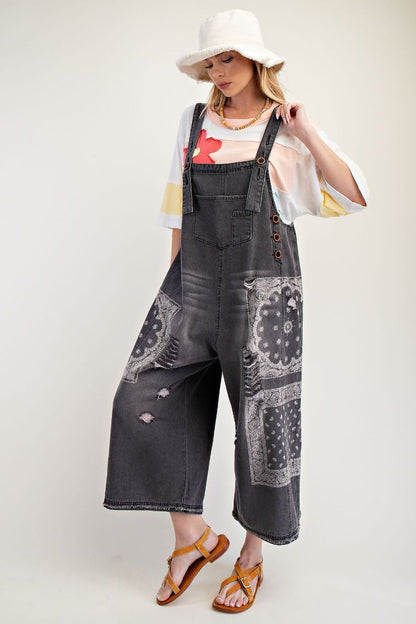 Washed Denim Overalls