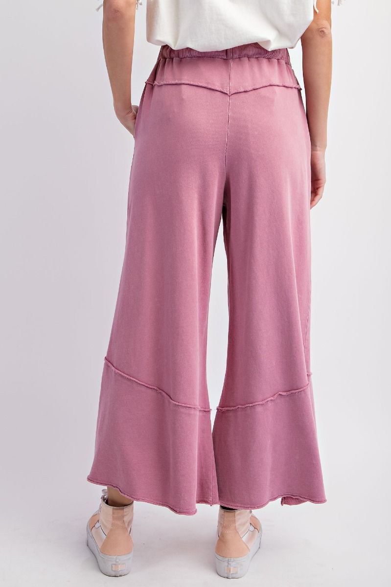 Mineral Washed Terry Knit Wide Leg Pants