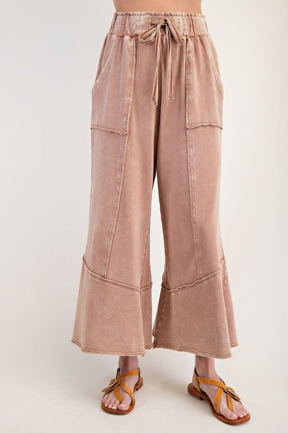 Mineral Washed Terry Knit Wide Leg Pants