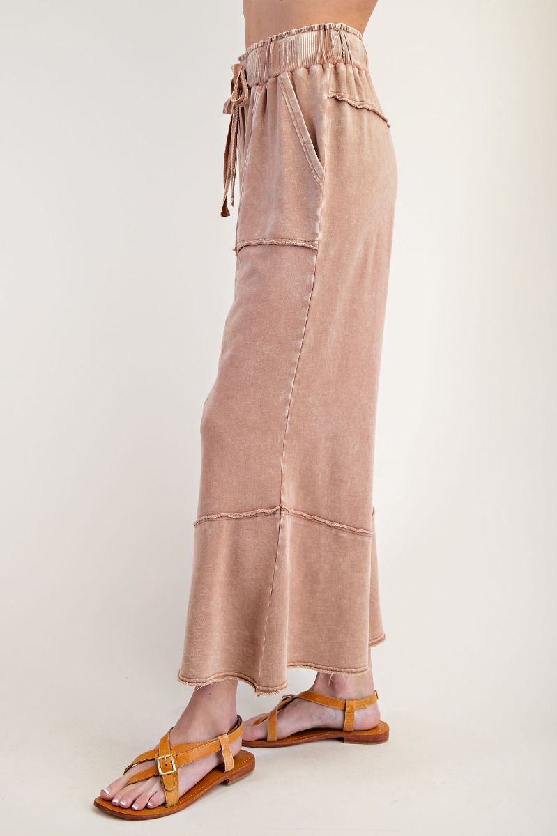 Mineral Washed Terry Knit Wide Leg Pants