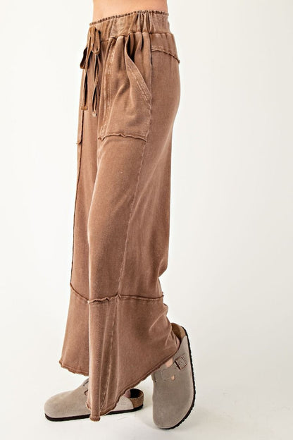 Mineral Washed Terry Knit Wide Leg Pants