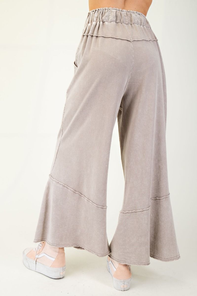 Mineral Washed Terry Knit Wide Leg Pants