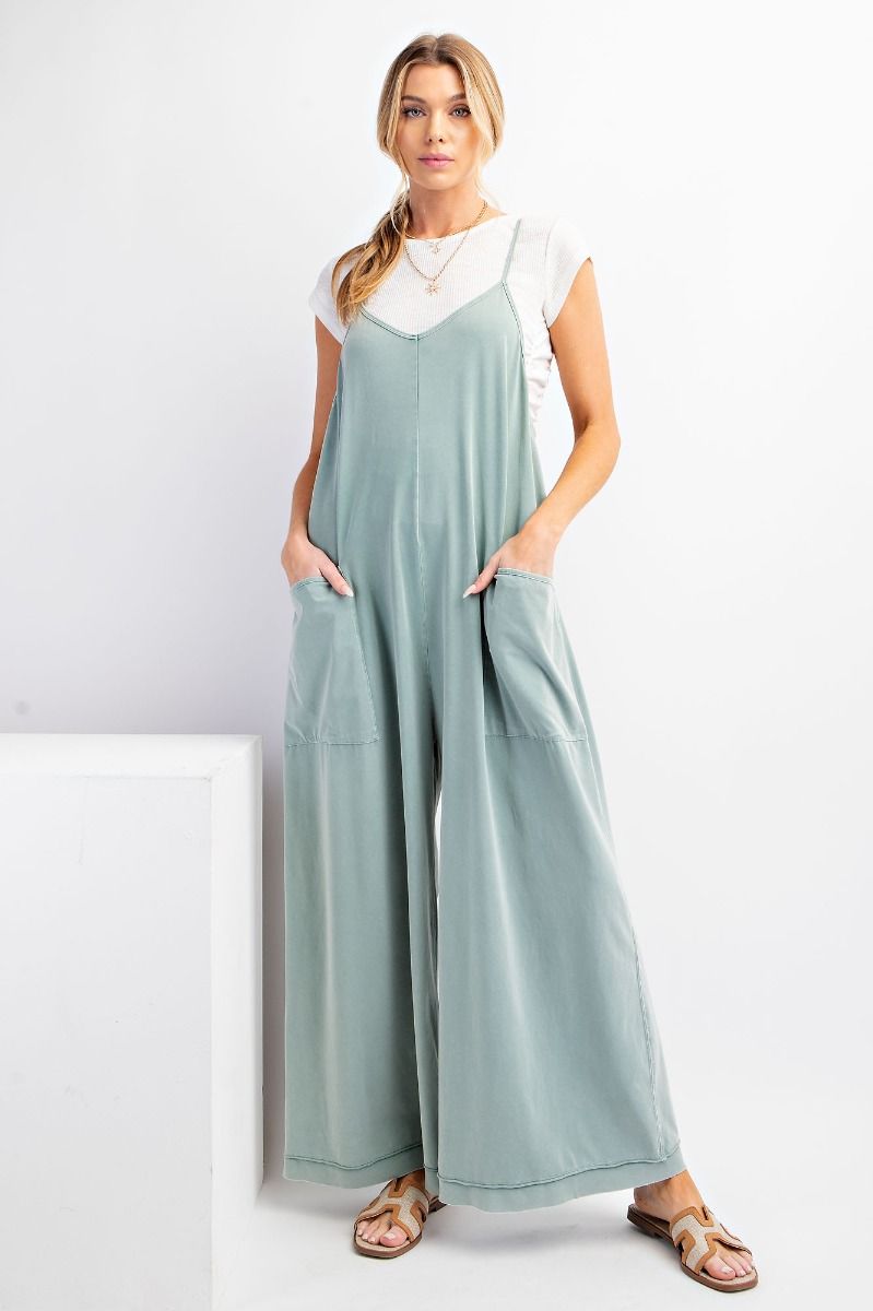 Mineral Wash Cotton Jumpsuit