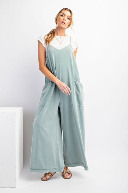 Mineral Wash Cotton Jumpsuit