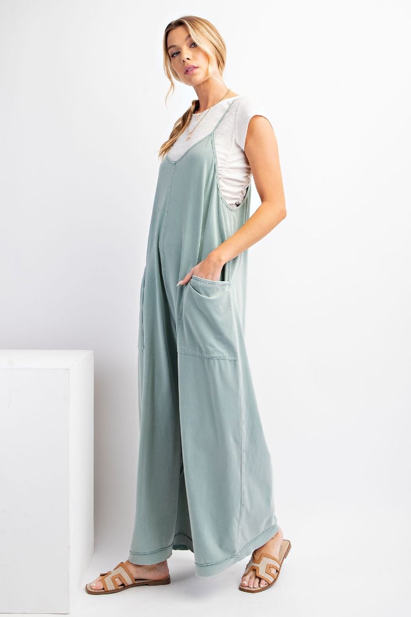 Mineral Wash Cotton Jumpsuit