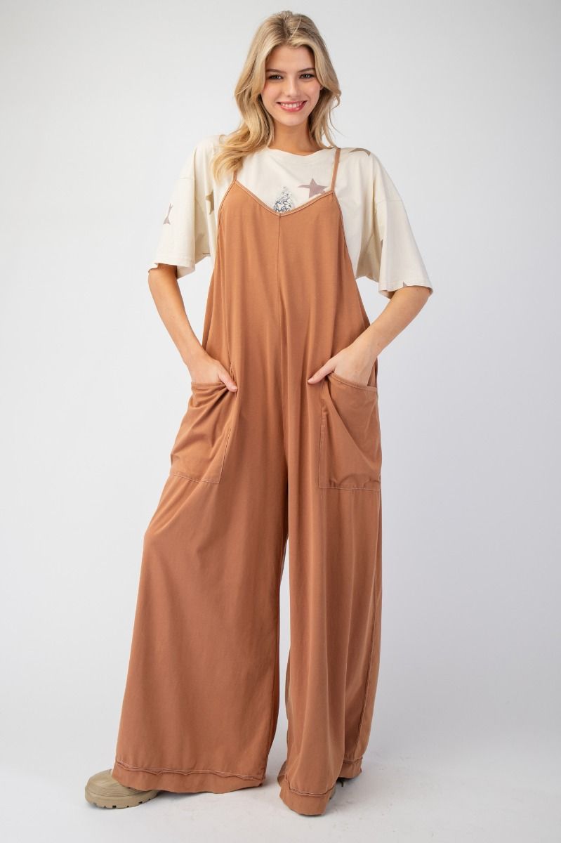 Mineral Wash Cotton Jumpsuit