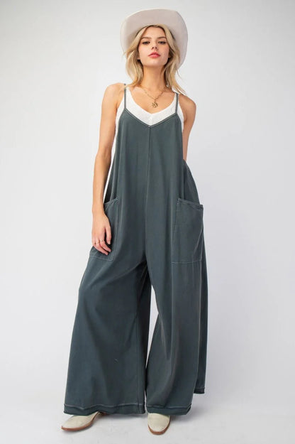Mineral Wash Cotton Jumpsuit