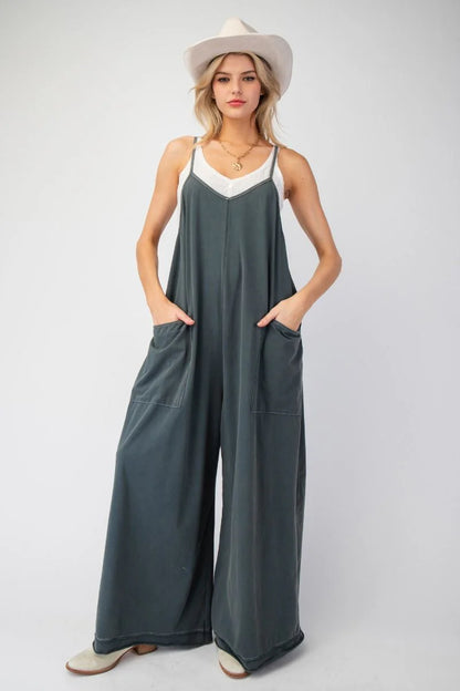 Mineral Wash Cotton Jumpsuit