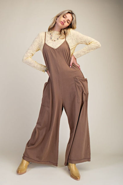 Mineral Wash Cotton Jumpsuit
