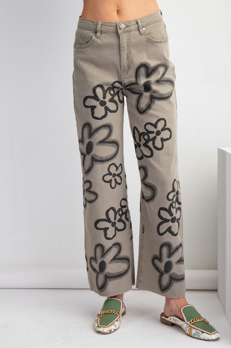 Flower Print Wide Leg Pants