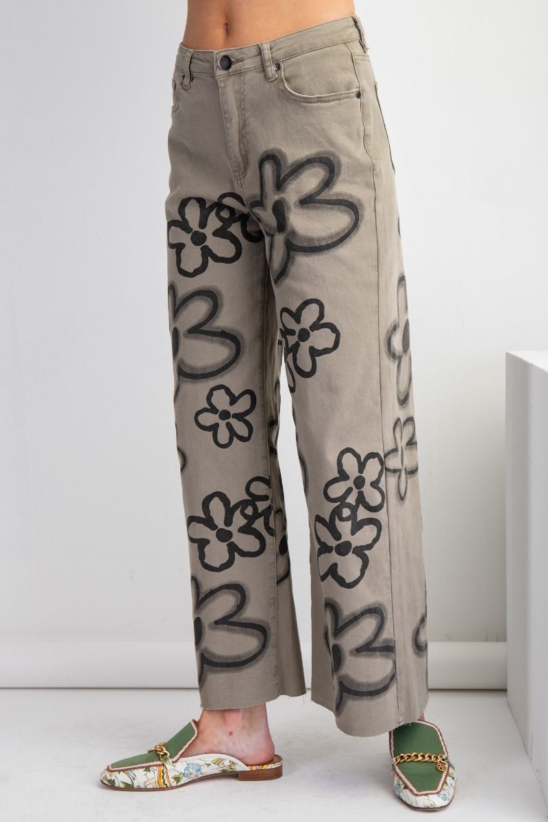 Flower Print Wide Leg Pants