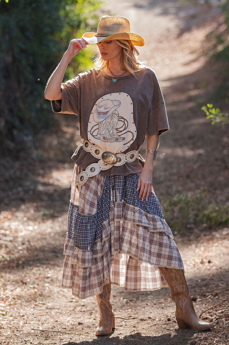 Plaid Crochet Tape Skirt