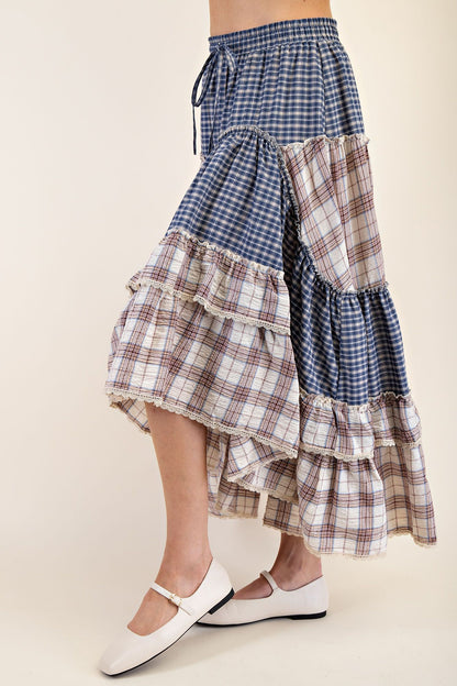 Plaid Crochet Tape Skirt