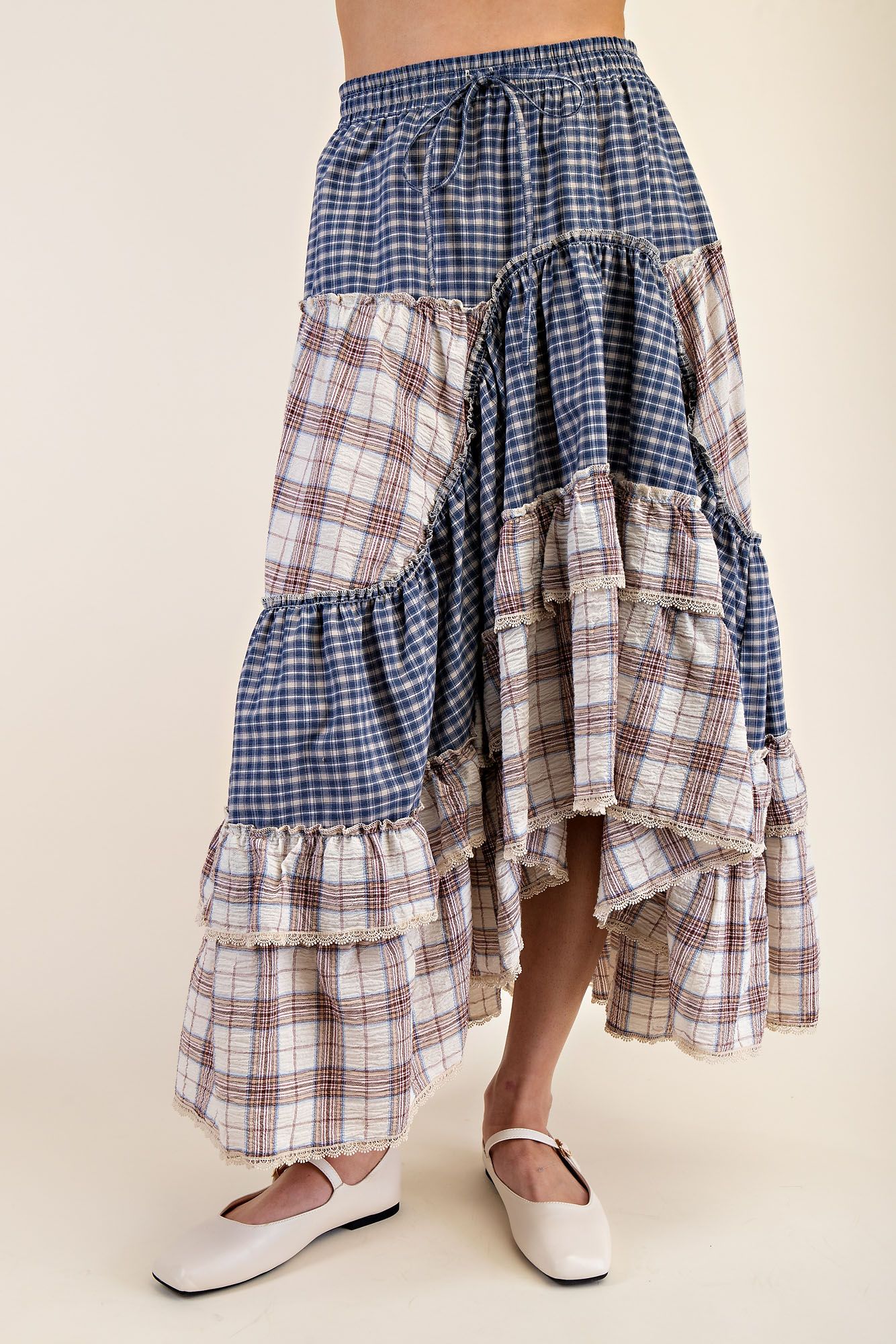 Plaid Crochet Tape Skirt