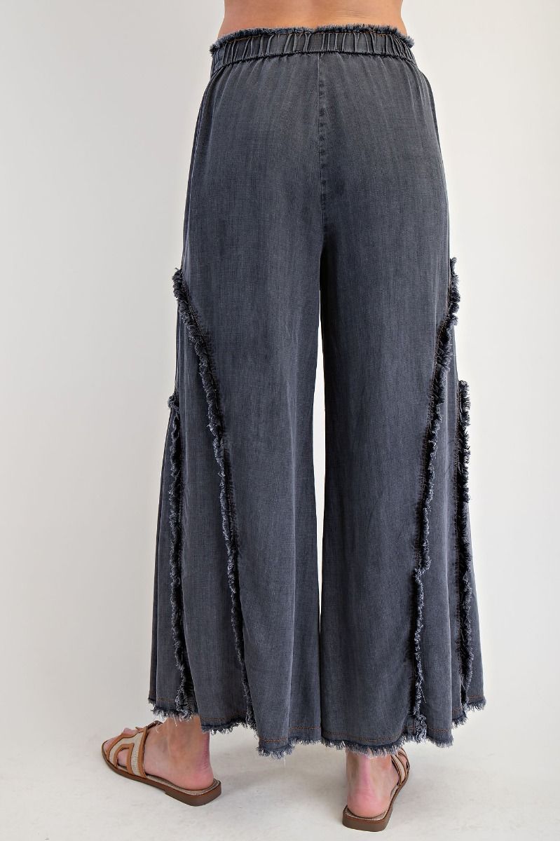 Washed Fringe Denim Pants