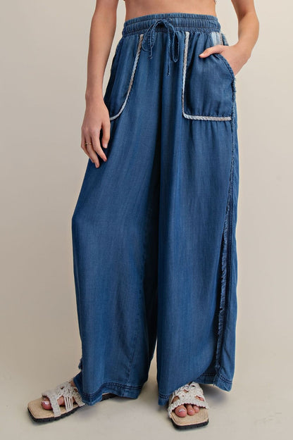 Chambray Palazzo Pants