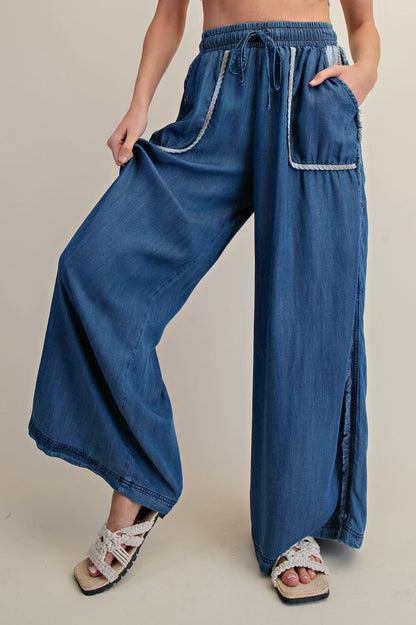 Chambray Palazzo Pants