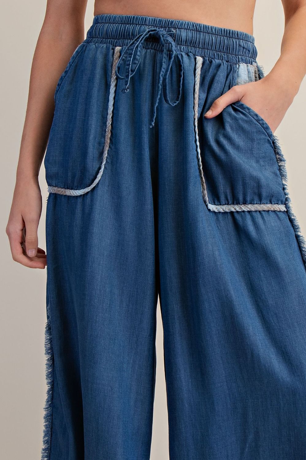 Chambray Palazzo Pants