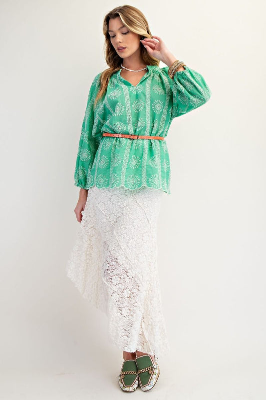 Eyelet Lace Woven Top