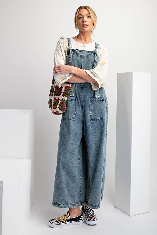 Wide Leg Denim Jumpsuit