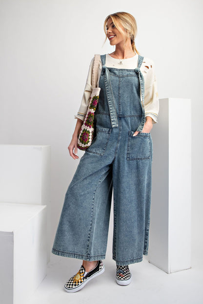 Wide Leg Denim Jumpsuit