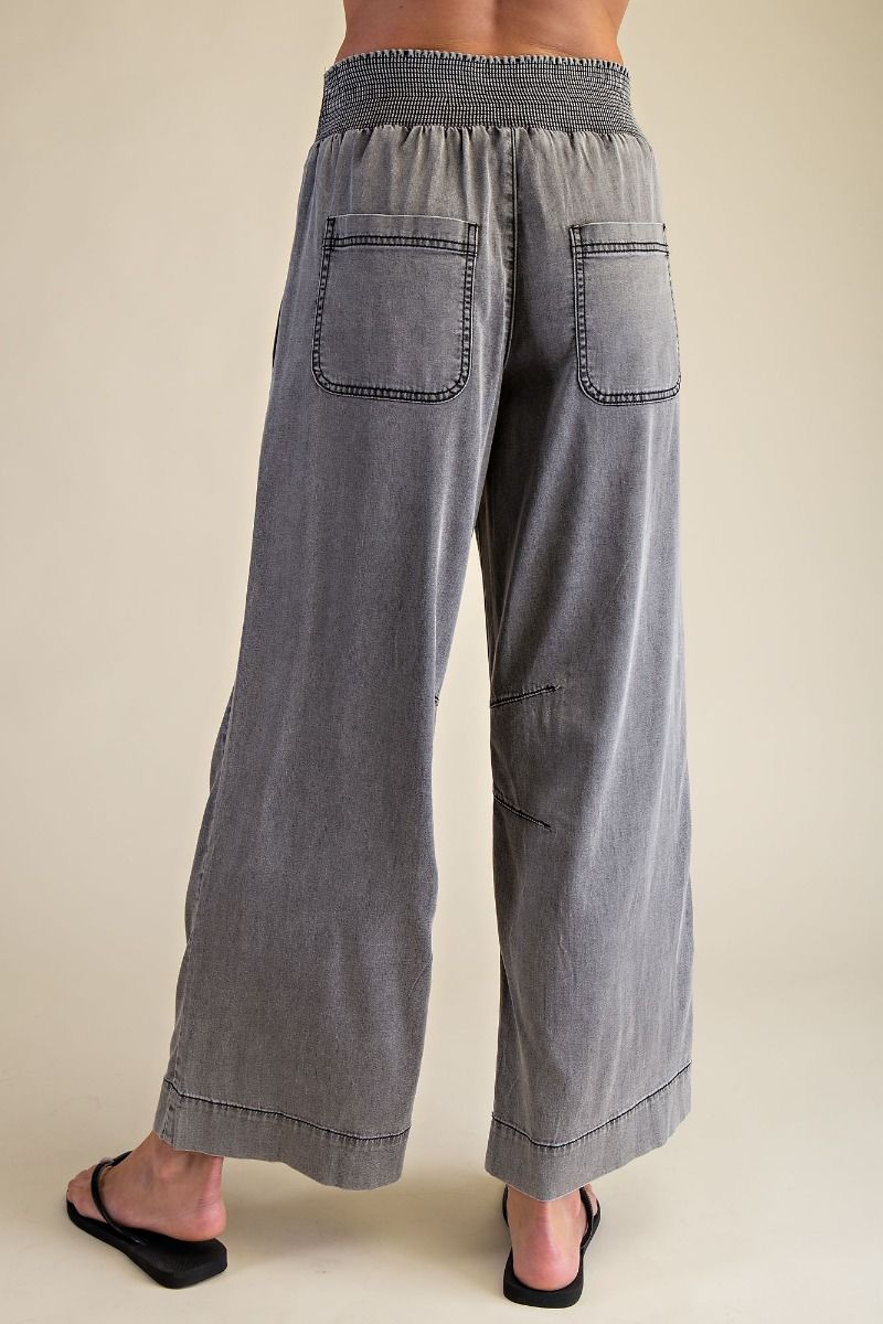 Smocked Chambray Pants